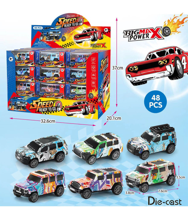 COLORED METAL JEEP AND SPEED CARS IN BOX - METAL