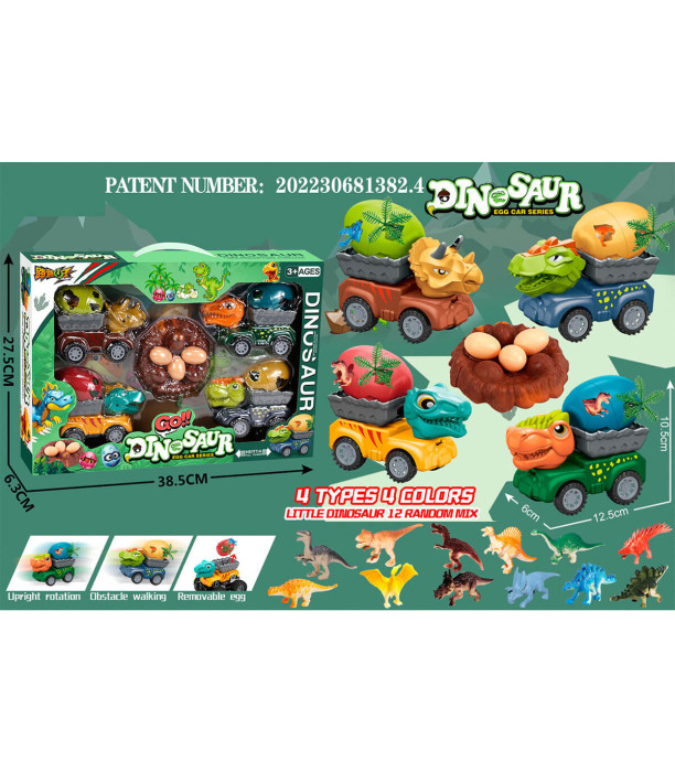 4 DINOSAUR EGG TRUCKS IN A BOX - Cars and jeeps