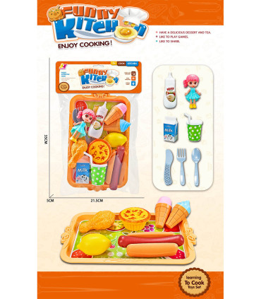 FOOD SERVING DISH WITH DOLL - KITCHENS, SERVICES AND FOOD