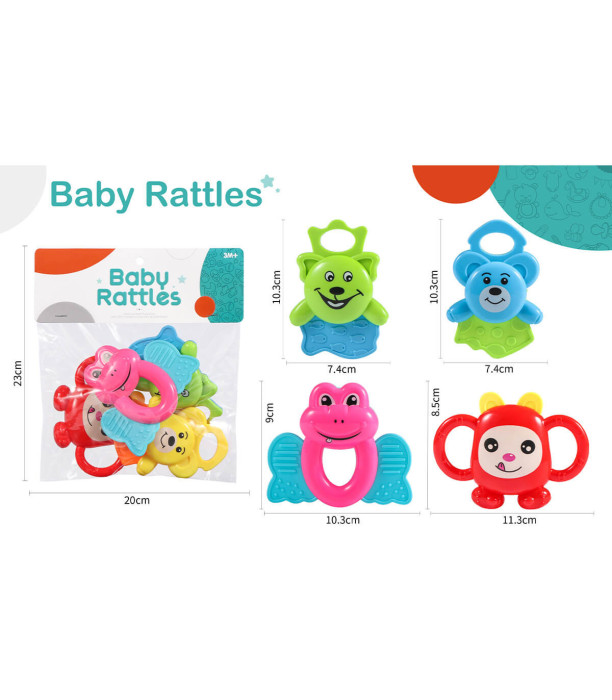 COLORED BABY RATTLES 4 PIECES - Rattles and lanterns