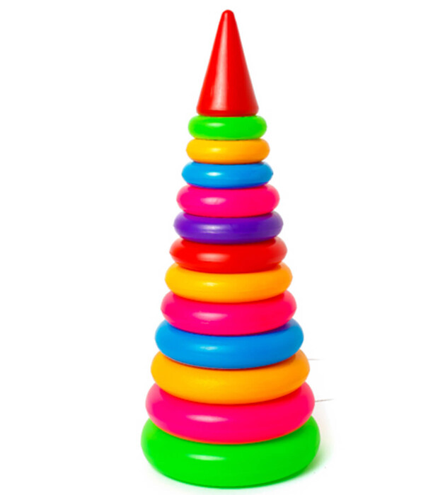 BABY PYRAMID 13 PIECES 44 CM - BUILDING BLOCKS, SORTERS AND RINGS