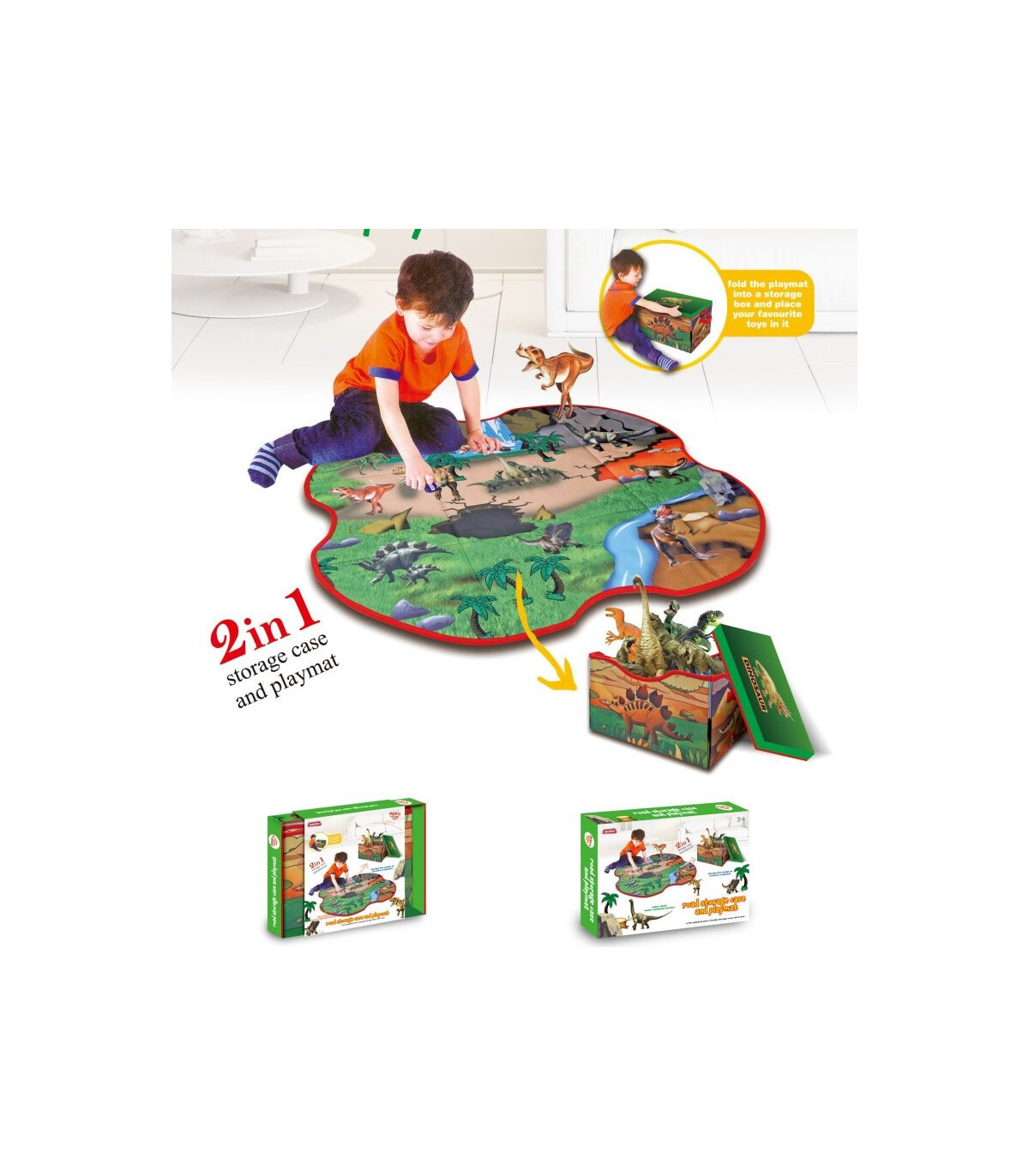 CARPET-TOY BOX 2 IN 1 - Dinosaurs