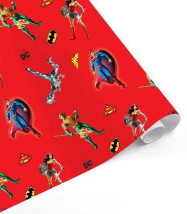 WRAPPING PAPER DC SUPER HEROES 70 X 200 4 VARIETIES - PACKAGING AND BATTERIES