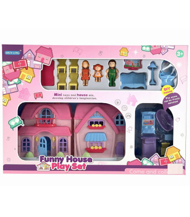 LARGE HOUSE WITH 3 SMALL DOLLS PLAY SET - HOUSES FOR DOLLS AND SETS