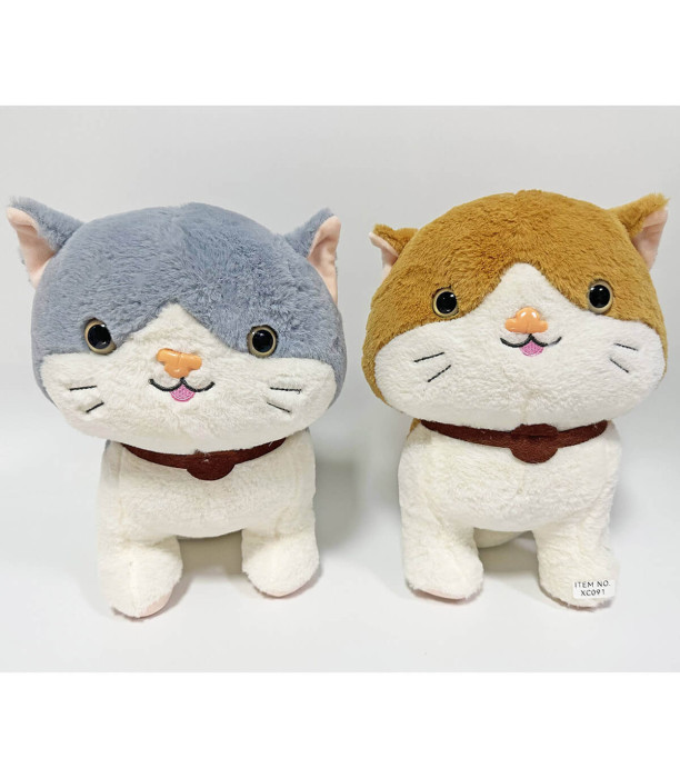PLUSH CAT WITH LEASH 30 CM 2 COLORS - Medium