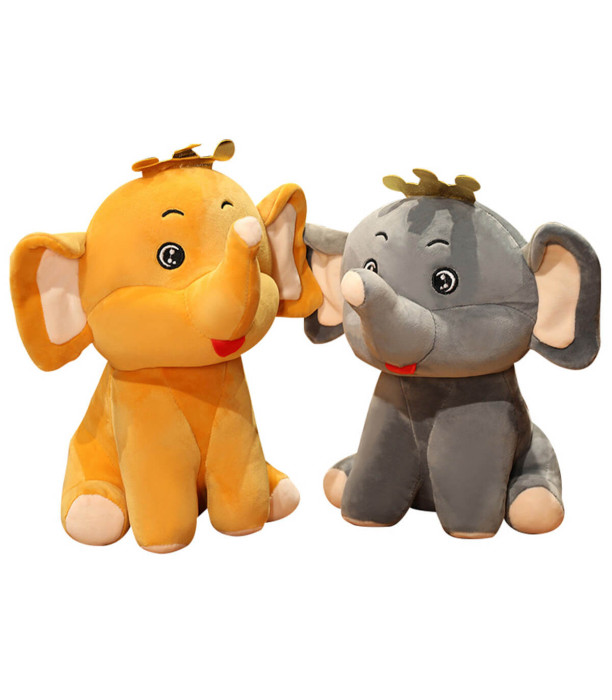 PLUSH ELEPHANT WITH CROWN 30 CM 2 COLORS - Medium