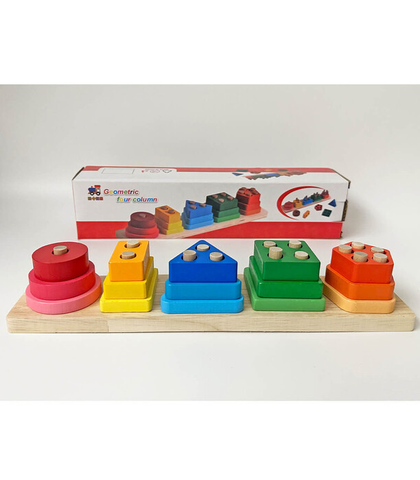 WOODEN SORTER STRING WITH 5 COLUMNS - WOODEN