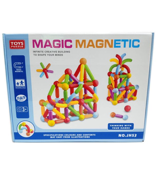 MAGNETIC ROD CONSTRUCTOR GAME 51 PIECES - BUILDING BLOCKS, SORTERS AND RINGS