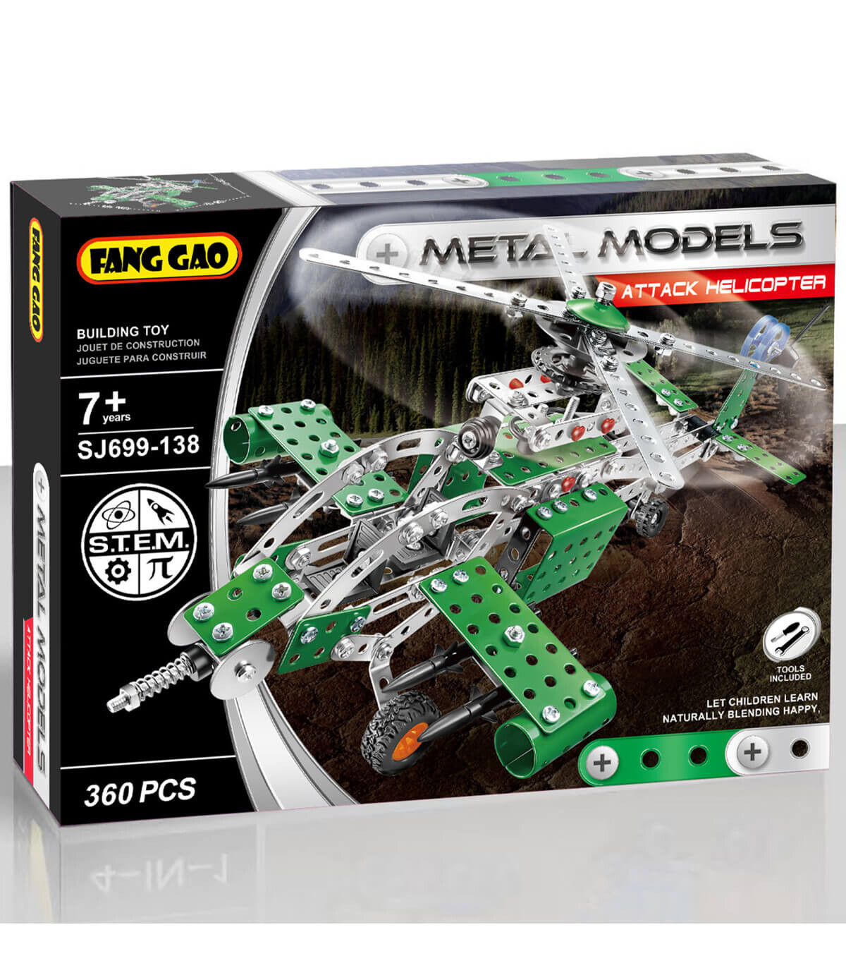 METALLIC CONSTRUCTOR HELICOPTER 360 PARTS - BUILDING BLOCKS, SORTERS AND RINGS