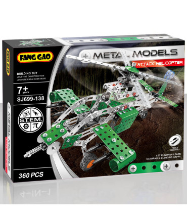 METALLIC CONSTRUCTOR HELICOPTER 360 PARTS - BUILDING BLOCKS, SORTERS AND RINGS