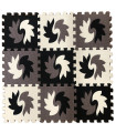PUZZLE RUBBER CARPET BLACK AND WHITE 9 PIECES