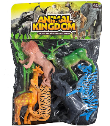 AFRICAN ANIMALS TOY SET WITH GIRAFFE 6 PIECES - Wild and forest