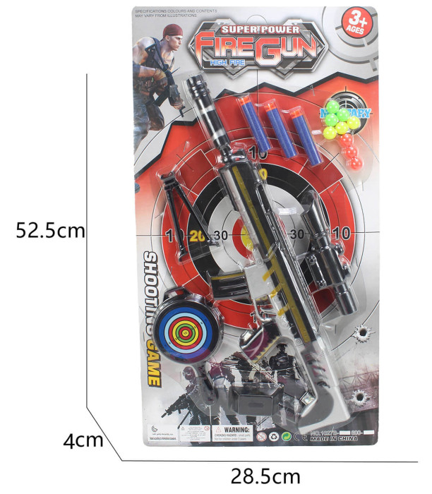 CHILD SNIPER WITH TARGET ON CARDBOARD - MACHINES AND RIFLES