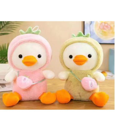 PLUSH DUCK WITH HOOD 23 CM 3 COLORS - Small