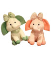 PLUSH ELEPHANT WITH CHECKERED SCARF AND BOW 2 COLORS