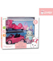 CHILDREN'S CONVERTIBLE CAR WITH A SCOOTER AND A BUNNY IN A BOX