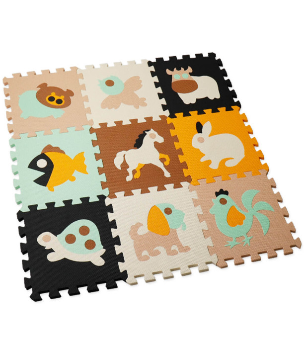 BABY RUBBER PUZZLE RUG WITH ANIMALS - Rubber