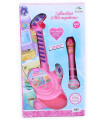 CHILDREN'S PINK GUITAR WITH MICROPHONE IN BOX