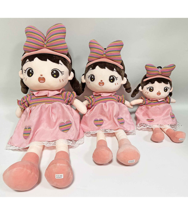 PLUSH DOLL WITH RIBBON 45 CM - DOLLS AND MERMAIDS