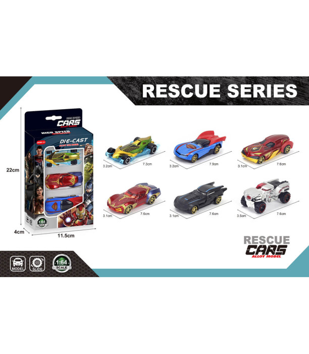 ΣΕΤ ΜΕΤΑΛΛΙΚΩΝ ΚΙΝΗΤΗΡΩΝ ΣΟΥΠΕΡΗΡΩΕΣ 3 ΤΕΜ. ΣΕ ΚΟΥΤΙ, 1:64 - ΜΕΤΑΛΛΙΚΑ