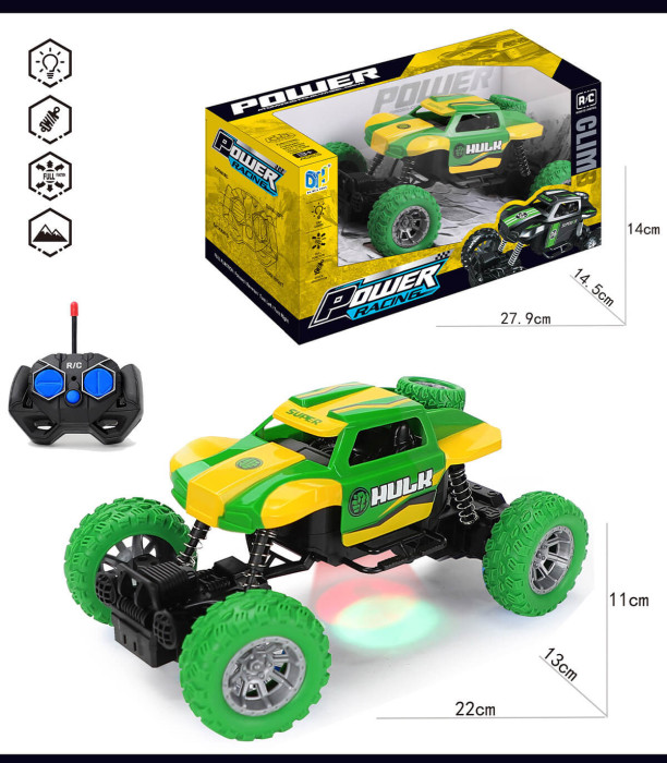 KIDS BUGGY WITH REMOTE CONTROL, 4 DIRECTIONS, GREEN SUPERHERO - Radio control with remote control