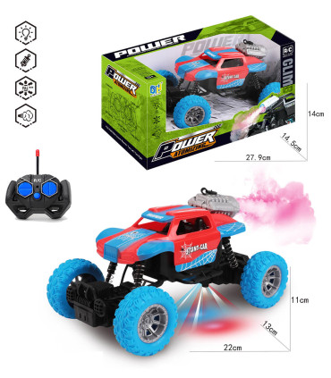 CHILDREN'S BUGGY WITH REMOTE CONTROL AND SMOKE, 4 DIRECTIONS, BLUE SUPERHERO - Radio control with remote control