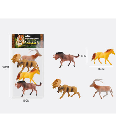 SET OF FOREST ANIMALS FOR PLAY 4 PCS. IN A BAG - Wild and forest