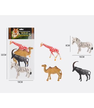 SET OF AFRICAN ANIMALS FOR PLAY 4 PCS. IN A BAG - Wild and forest