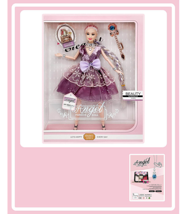DOLL WITH LONG BRAID AND LACE DRESS ANGEL - DOLLS AND MERMAIDS