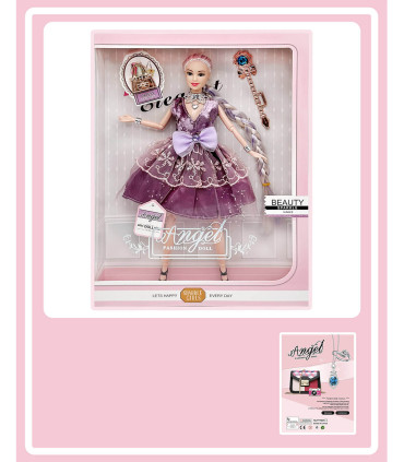 DOLL WITH LONG BRAID AND LACE DRESS ANGEL - DOLLS AND MERMAIDS