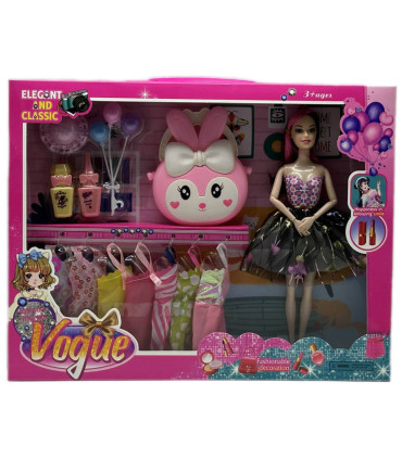 DOLL WITH 7 DRESSES AND BUNNY BAG - DOLLS AND MERMAIDS