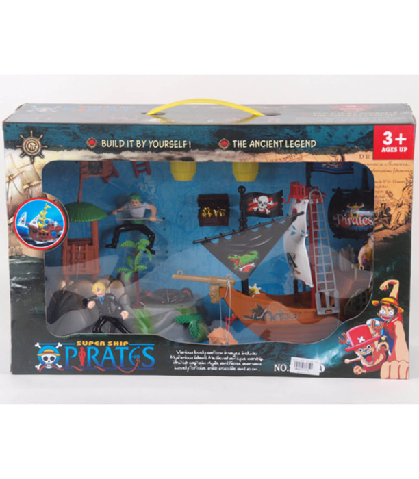 CHILDREN'S LARGE PIRATE SET WITH SHIP AND FIGURES - KITS AND AMMUNITION