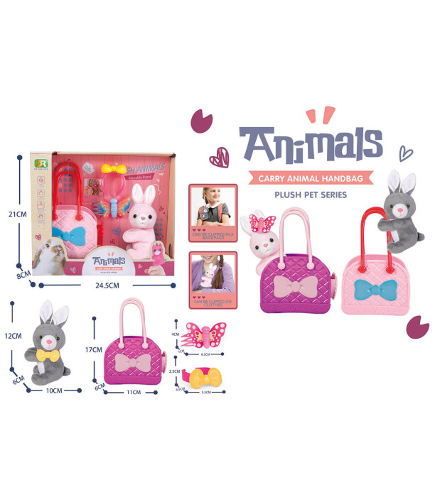 PLUSH BUNNY WITH BAG, TIARA AND ACCESSORIES IN BOX - Small