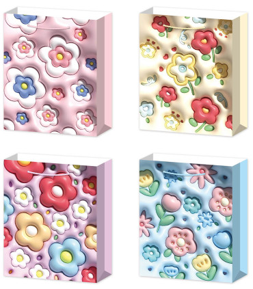 GIFT BAG MEDIUM SIZE 3D FLOWERS 42x30x12 - PACKAGING AND BATTERIES