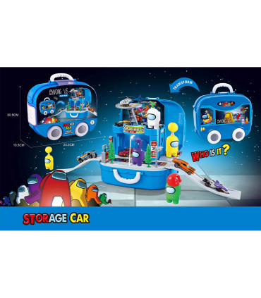CHILDREN'S PARKING-CASE WITH 2 METAL CARS AMONG US - PARKINGS, GARAGES, TRACKS AND AIRPORTS