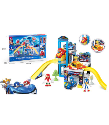 CHILDREN'S LARGE PARKING SONIC WITH 2 CARS AND 2 FIGURES HEROES - PARKINGS, GARAGES, TRACKS AND AIRPORTS