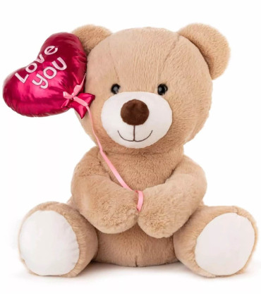 PLUSH BEAR WITH BALLOON - HEART 2 COLORS 22 CM - Small