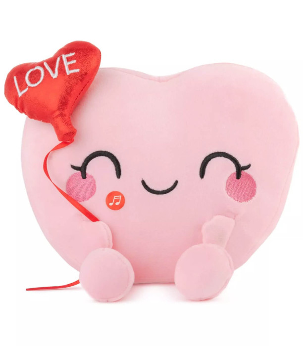 PLUSH HEART WITH BALLOON AND SOUND 2 COLORS 23 CM - VALENTINE'S DAY AND CHRISTMAS