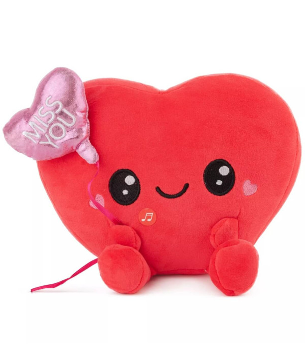 PLUSH HEART WITH BALLOON AND SOUND 2 COLORS 23 CM - VALENTINE'S DAY AND CHRISTMAS