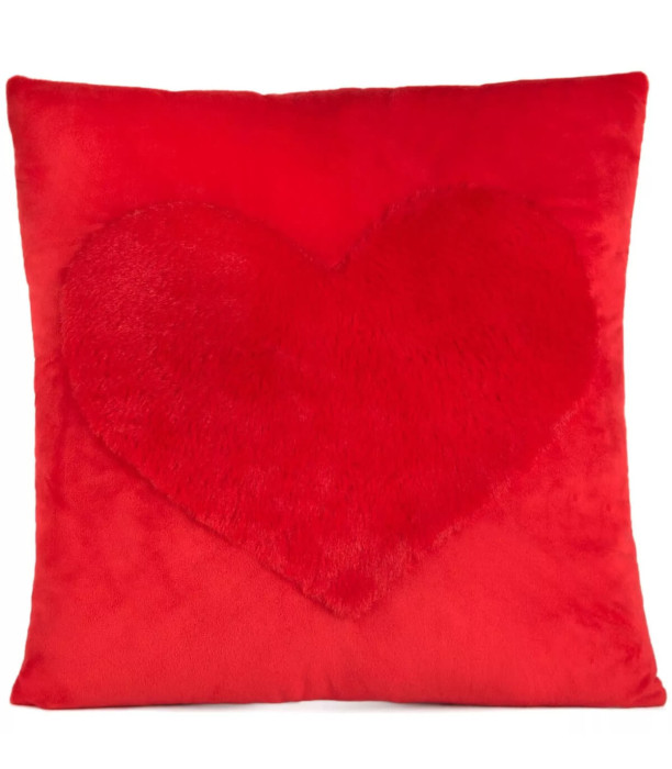 PLUSH PILLOW WITH FLUFFY HEART 3 COLORS 36 CM - VALENTINE'S DAY AND CHRISTMAS