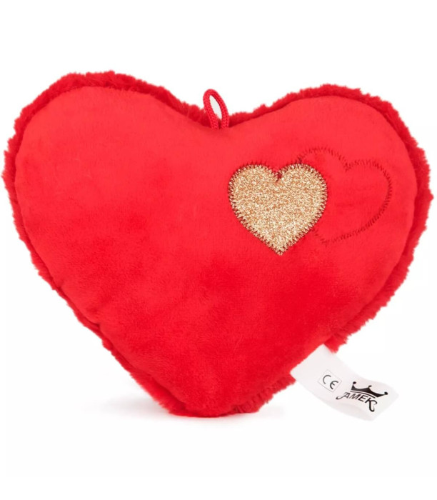 GLITTERED PLUSH HEART 2 COLORS 20 CM - VALENTINE'S DAY AND CHRISTMAS