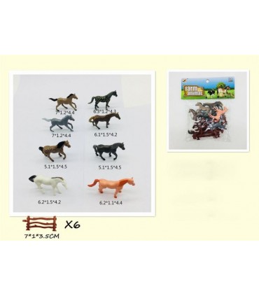8 SMALL HORSES WITH FENCE - Domestic and farm