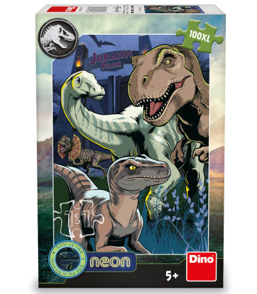 ΠΑΖΛ ΓΙΑ ΠΑΙΔΙΑ JURASSIC WORLD 100 XL ΚΟΜΜΑΤΙΑ ΝΕΟΝ Dino