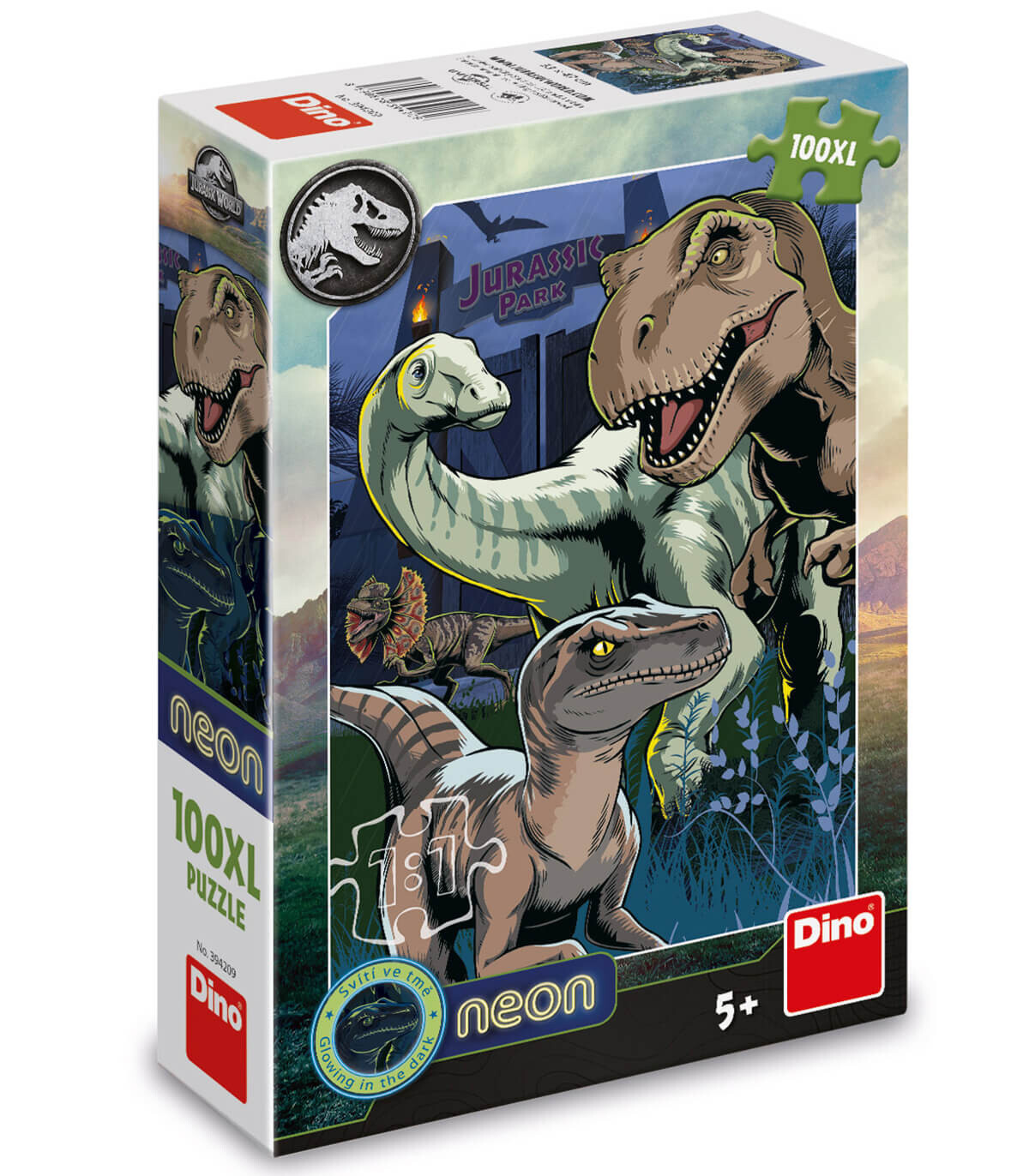 ΠΑΖΛ ΓΙΑ ΠΑΙΔΙΑ JURASSIC WORLD 100 XL ΚΟΜΜΑΤΙΑ ΝΕΟΝ Dino