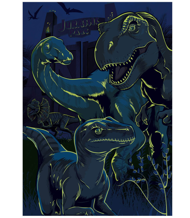 ΠΑΖΛ ΓΙΑ ΠΑΙΔΙΑ JURASSIC WORLD 100 XL ΚΟΜΜΑΤΙΑ ΝΕΟΝ Dino