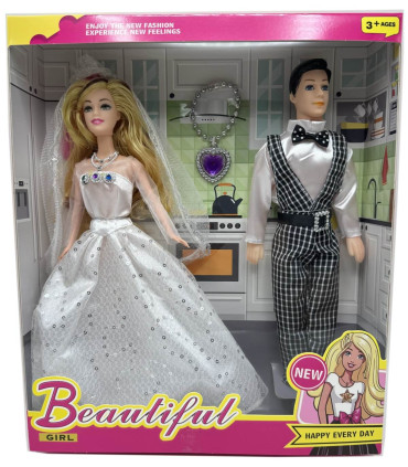 BRIDE AND GROOM WITH NECKLACE - DOLLS AND MERMAIDS