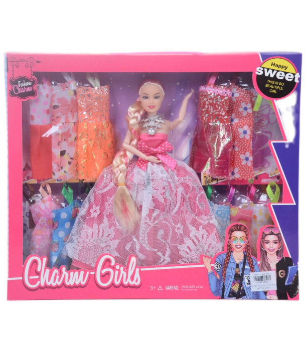 DOLL WITH A LOT OF DRESSES AND LONG HAIR IN A BOX - DOLLS AND MERMAIDS
