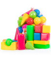 CHILDREN'S LARGE CONSTRUCTOR WITH CUBES AND BALLS IN A NET