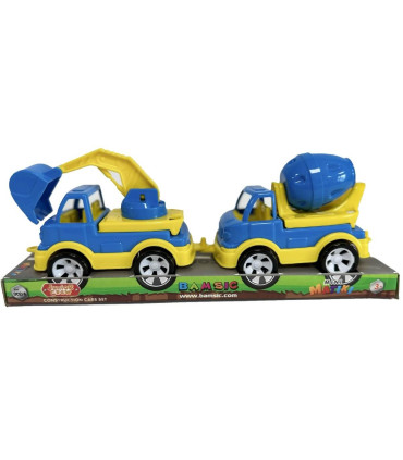 CHILDREN'S SET OF 2 CONSTRUCTION CARS, DIGGER AND CEMENT TRUCK - Agricultural, construction machinery and military equipments