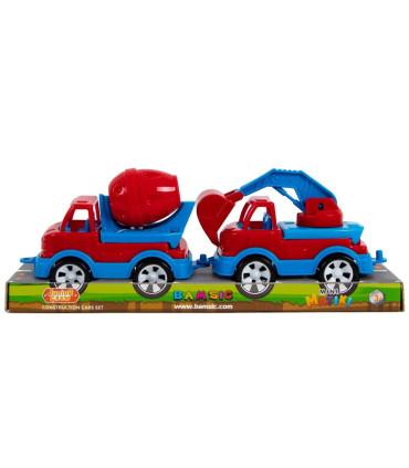 CHILDREN'S SET OF 2 CONSTRUCTION CARS, DIGGER AND CEMENT TRUCK - Agricultural, construction machinery and military equipments